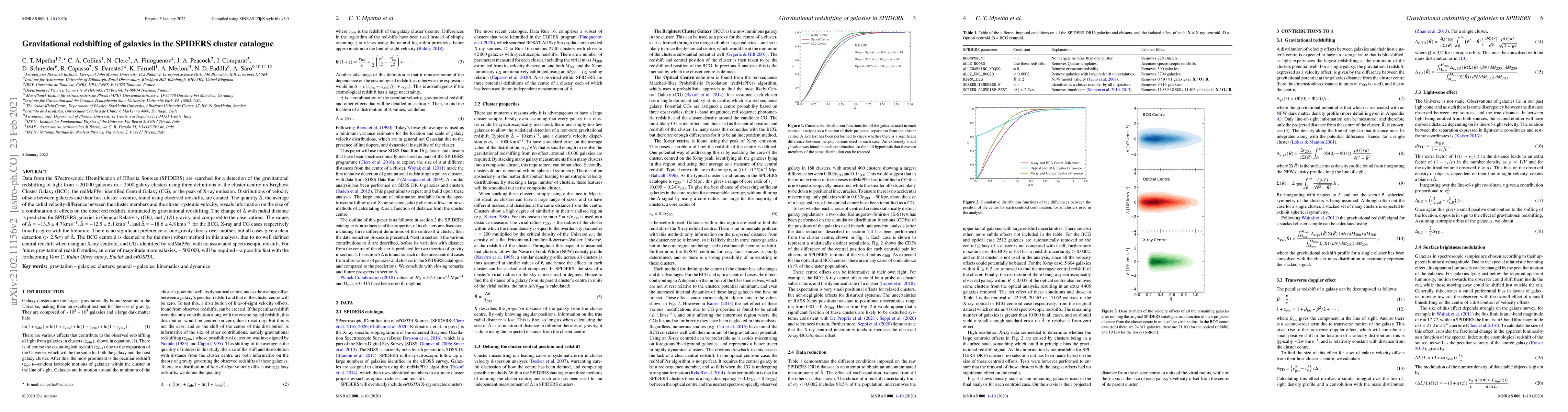 Thumbnail for Gravitational redshifting of galaxies in the SPIDERS cluster catalogue