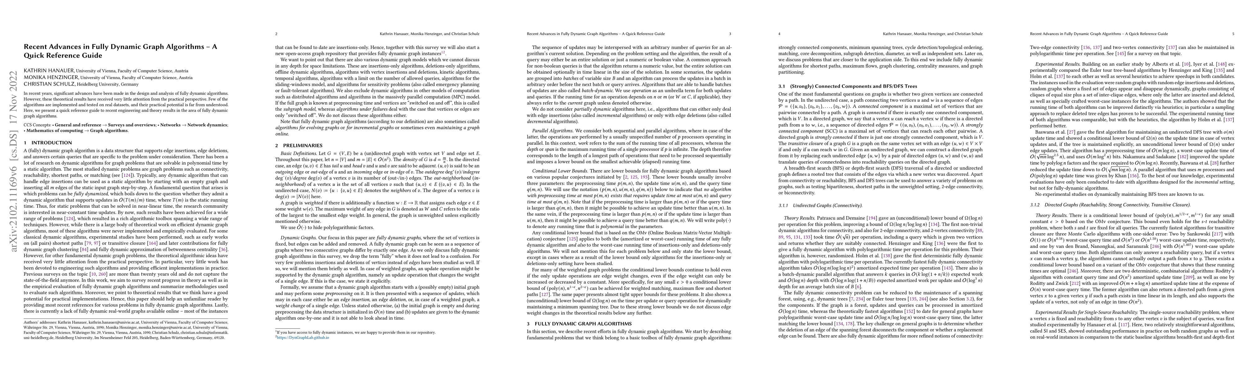 Thumbnail for Recent Advances in Fully Dynamic Graph Algorithms