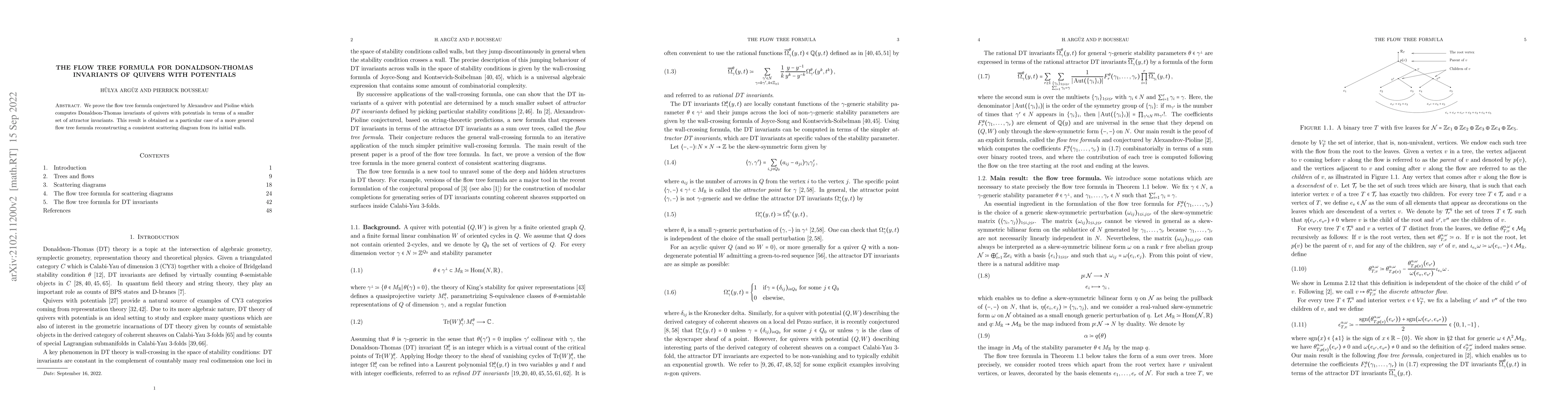 Thumbnail for The flow tree formula for Donaldson-Thomas invariants of quivers with
  potentials