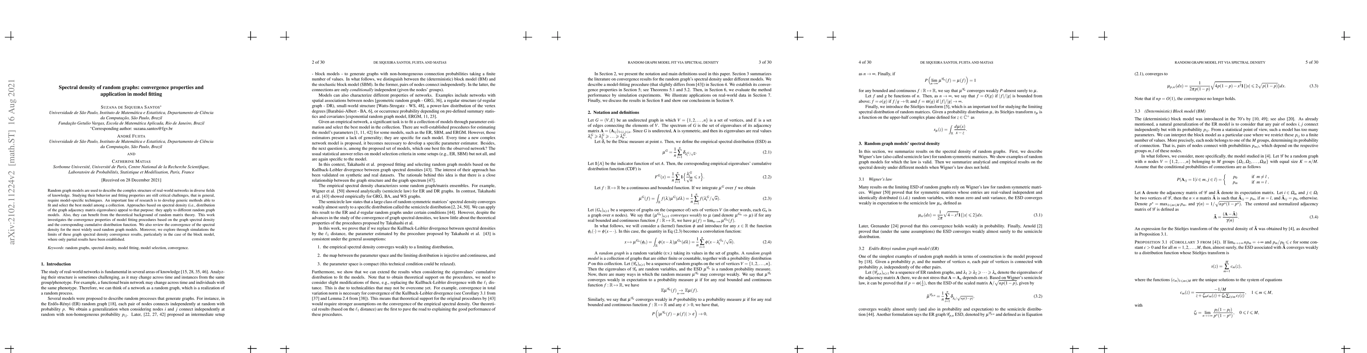 Thumbnail for Spectral density of random graphs: convergence properties and
  application in model fitting