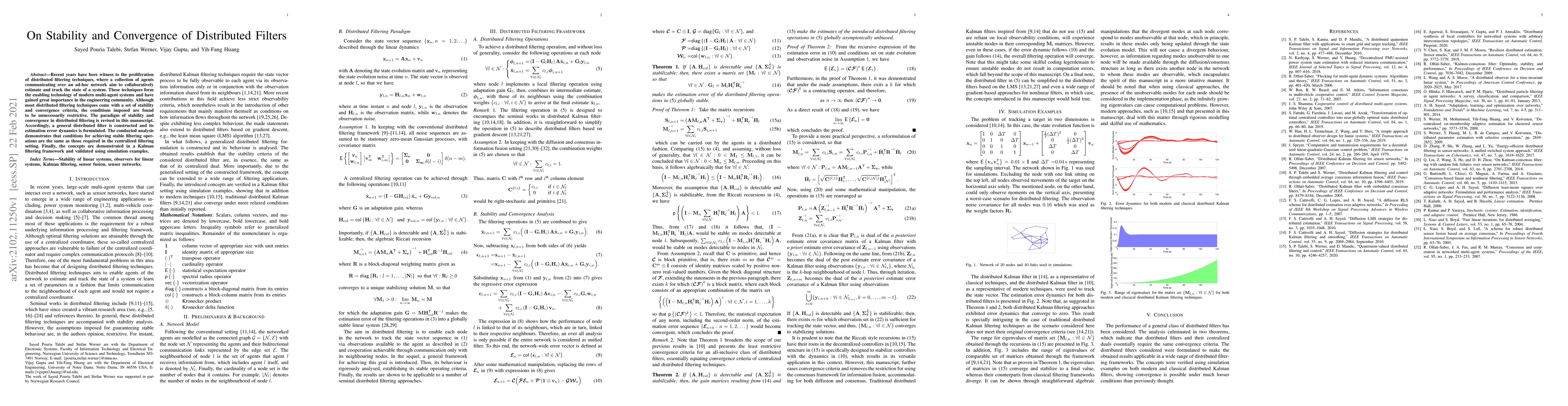 Thumbnail for On Stability and Convergence of Distributed Filters