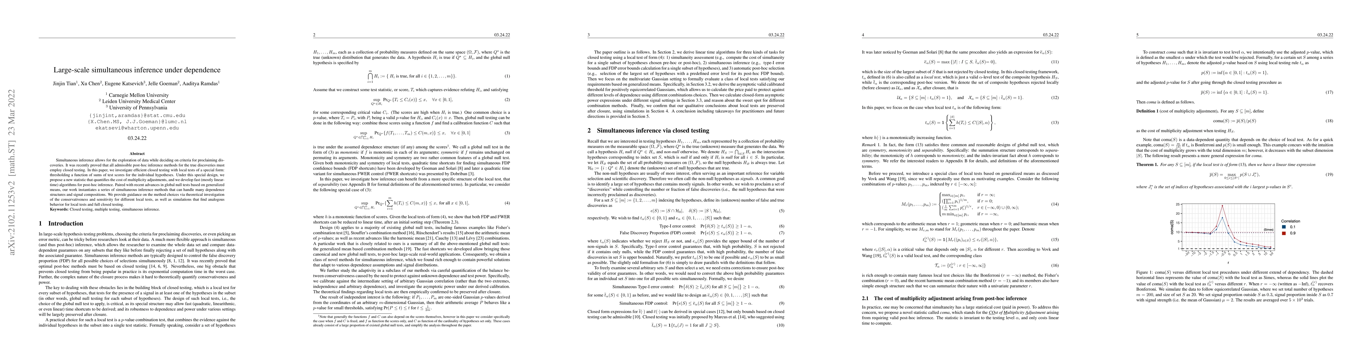 Thumbnail for Large-scale simultaneous inference under dependence