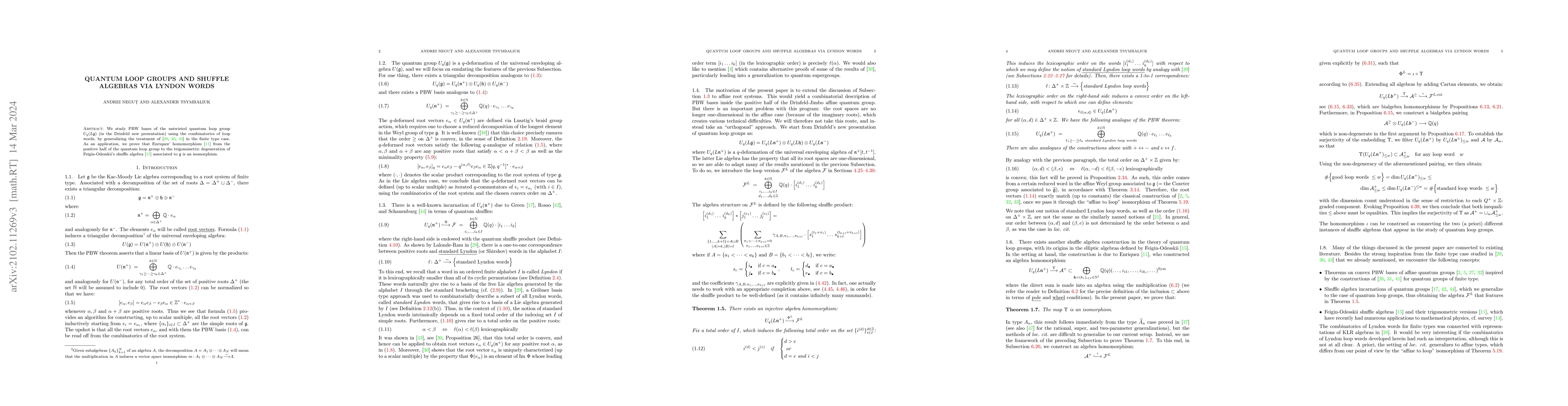 Thumbnail for Quantum loop groups and shuffle algebras via Lyndon words
