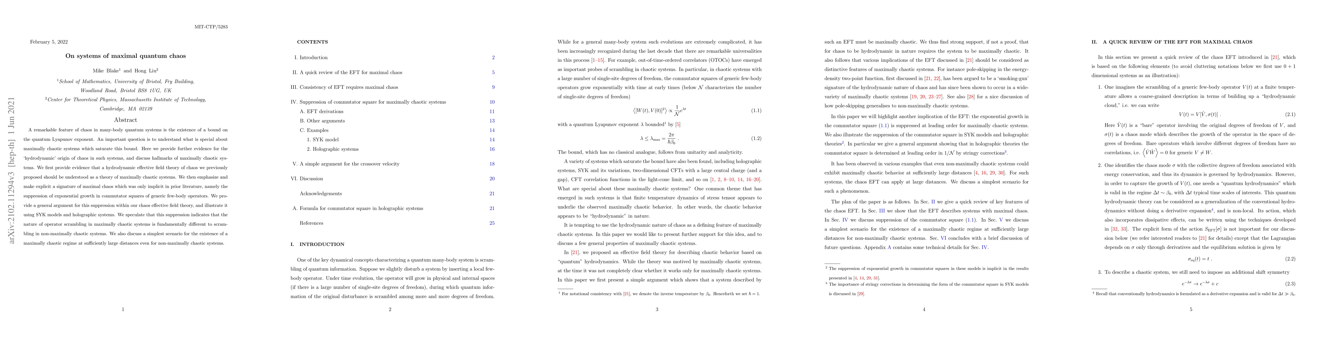 Thumbnail for On systems of maximal quantum chaos