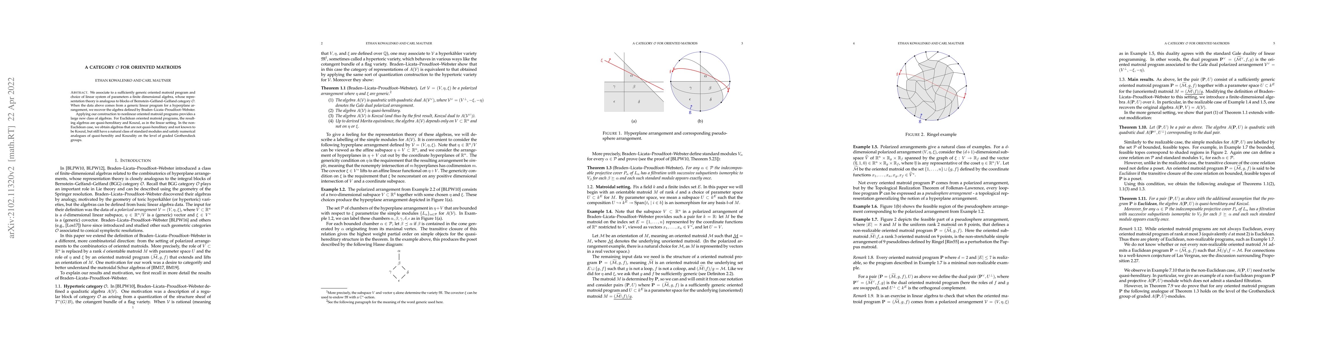 Thumbnail for Category $\mathcal{O}$ for Oriented Matroids