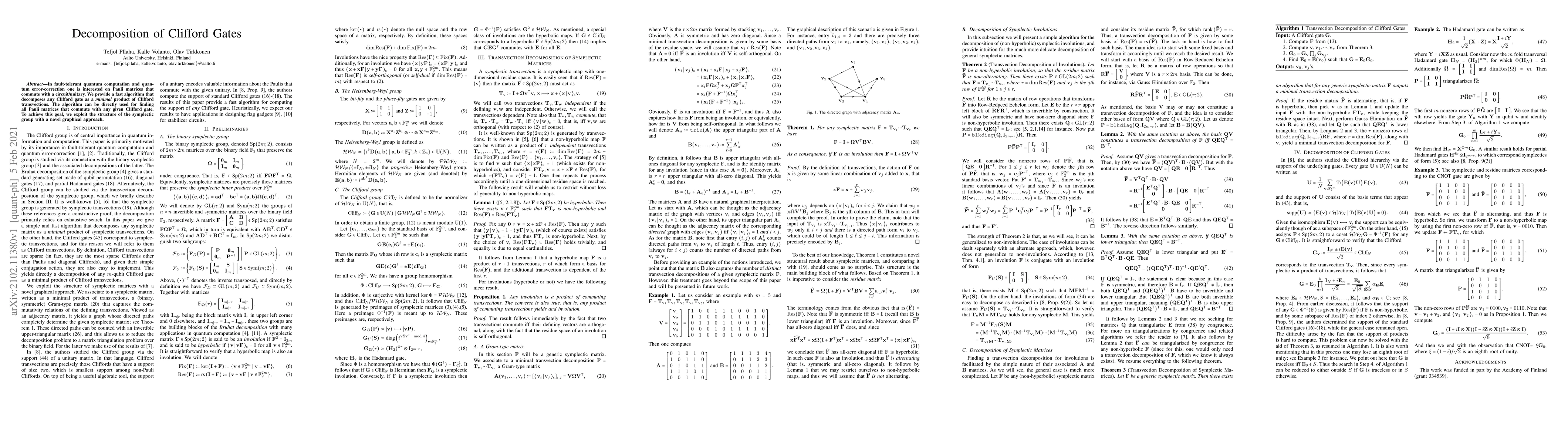 Thumbnail for Decomposition of Clifford Gates