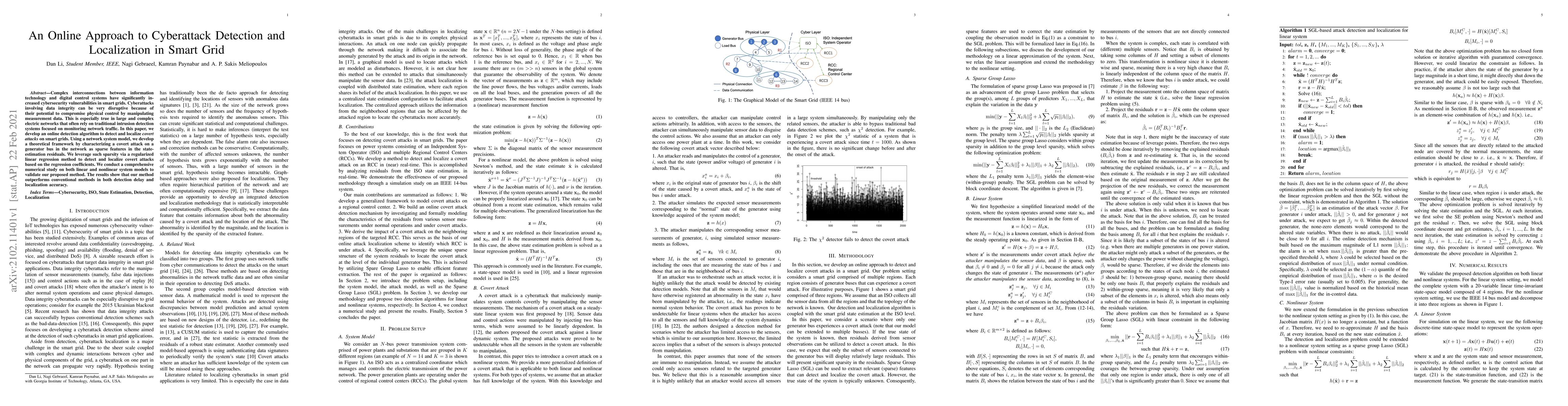 Thumbnail for An Online Approach to Cyberattack Detection and Localization in Smart
  Grid