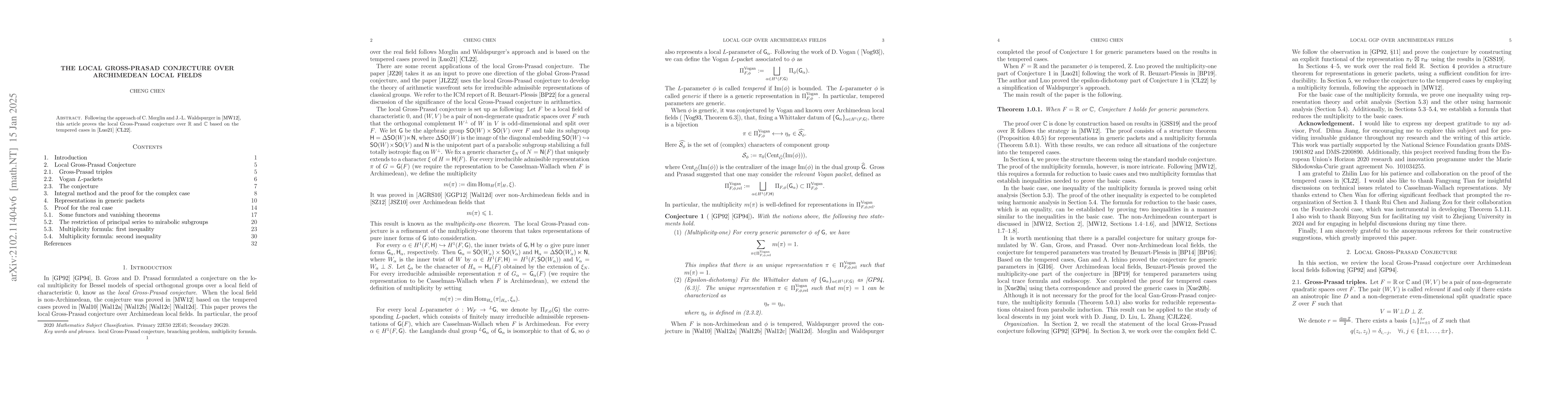 Thumbnail for The Local Gross-Prasad Conjecture over Archimedean Local Fields