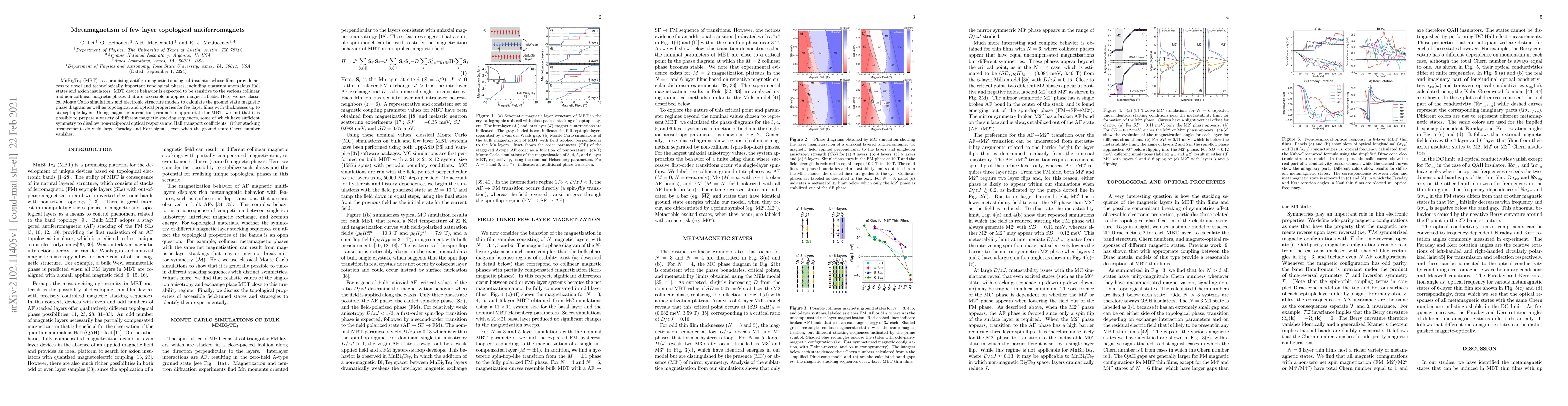 Thumbnail for Metamagnetism of few layer topological antiferromagnets