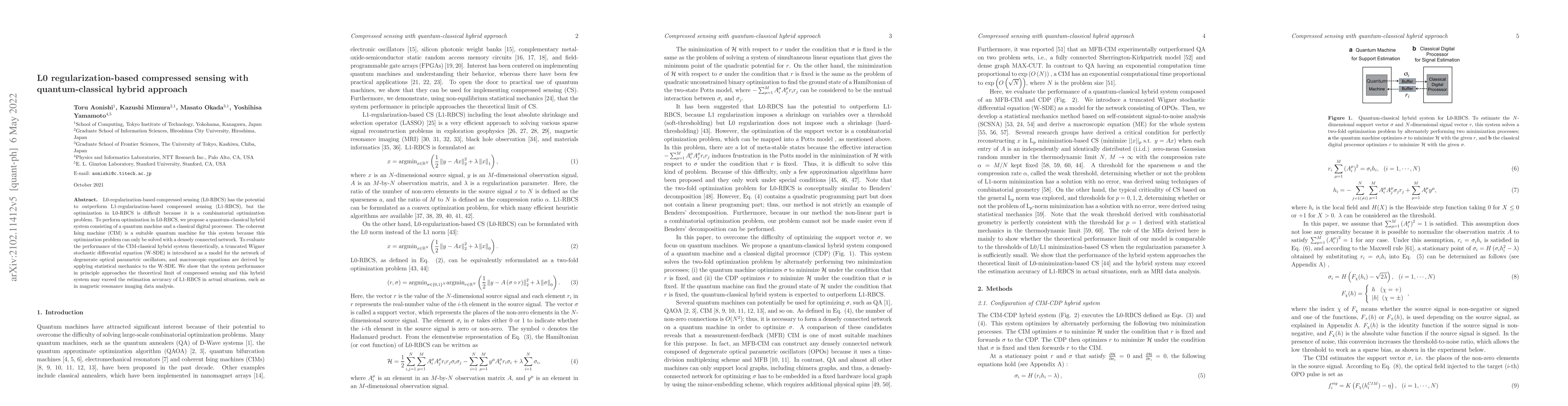 Thumbnail for L0 regularization-based compressed sensing with quantum-classical hybrid
  approach