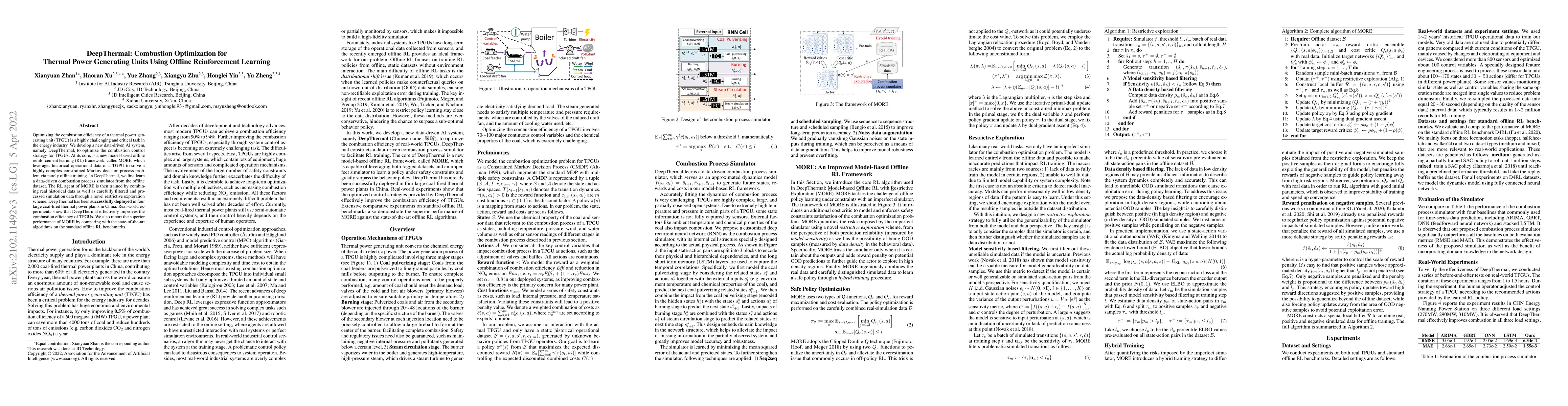 Thumbnail for DeepThermal: Combustion Optimization for Thermal Power Generating Units
  Using Offline Reinforcement Learning