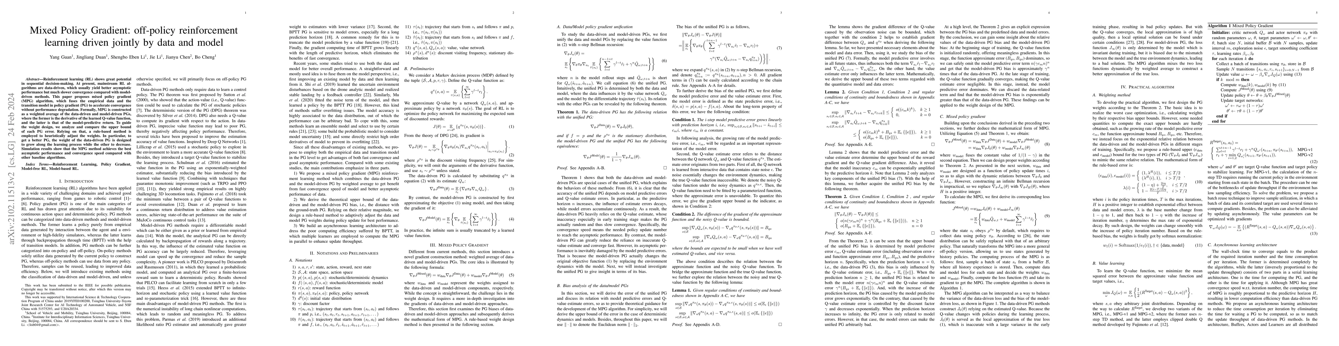 Thumbnail for Mixed Policy Gradient: off-policy reinforcement learning driven jointly
  by data and model