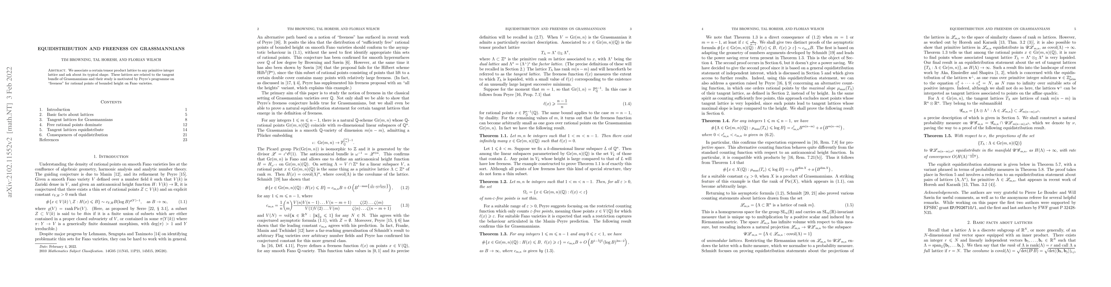 Thumbnail for Equidistribution and freeness on Grassmannians
