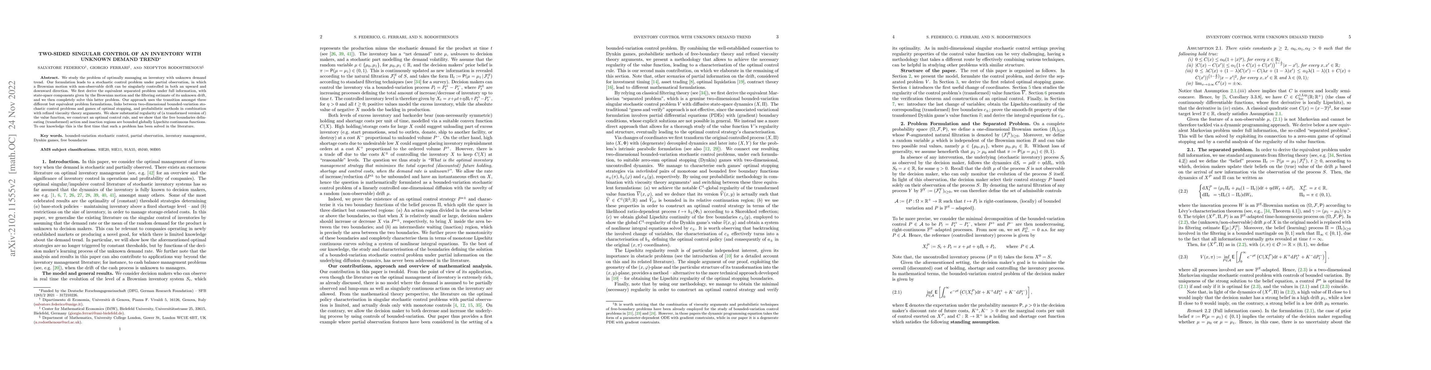 Thumbnail for Two-sided Singular Control of an Inventory with Unknown Demand Trend
  (Extended Version)