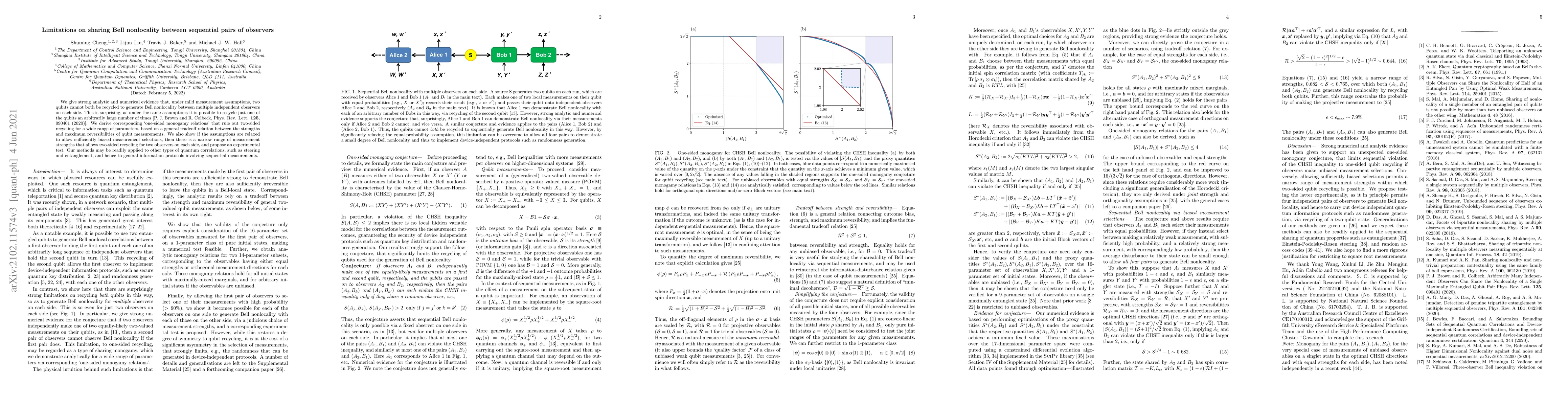 Thumbnail for Limitations on sharing Bell nonlocality between sequential pairs of
  observers