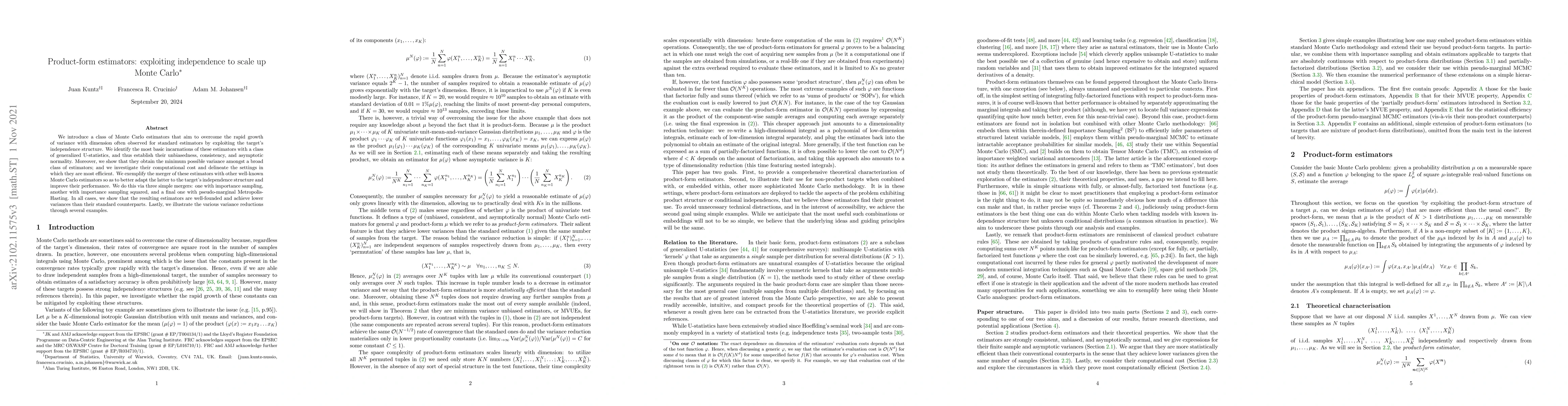 Thumbnail for Product-form estimators: exploiting independence to scale up Monte Carlo