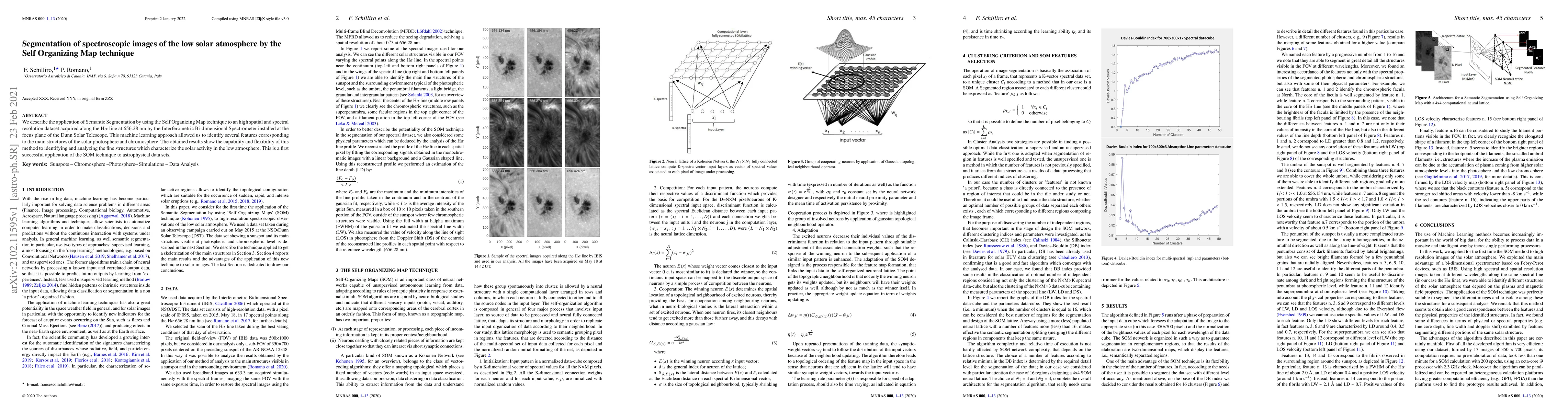 Thumbnail for Segmentation of spectroscopic images of the low solar atmosphere by the
  Self Organizing Map technique