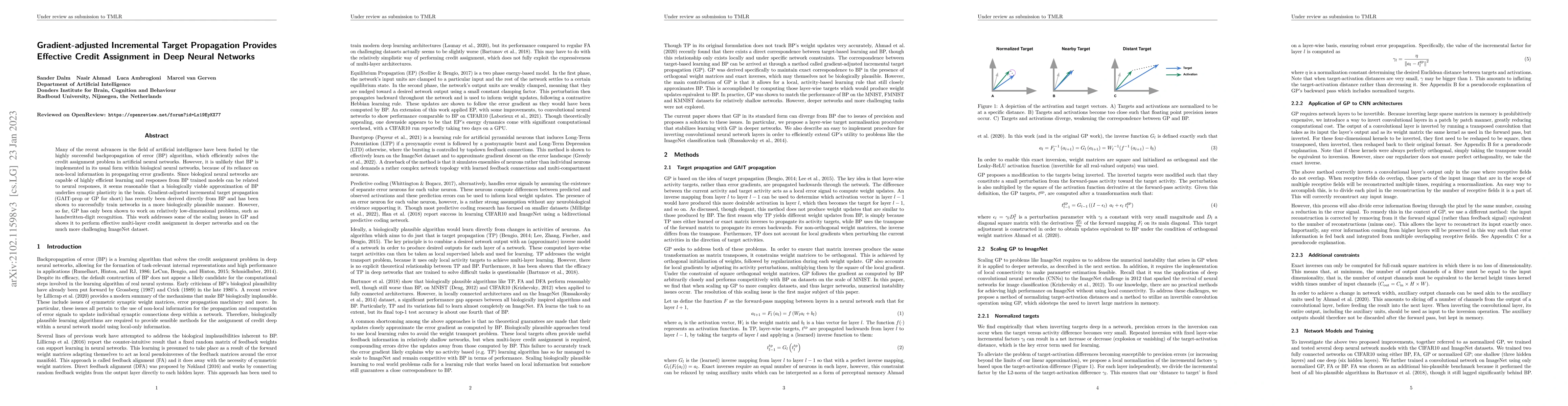 Thumbnail for Gradient-adjusted Incremental Target Propagation Provides Effective
  Credit Assignment in Deep Neural Networks