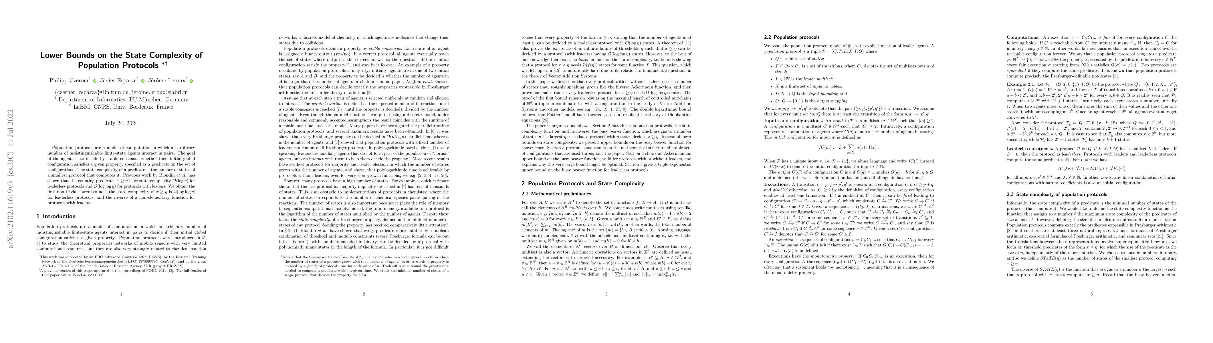 Thumbnail for Lower Bounds on the State Complexity of Population Protocols