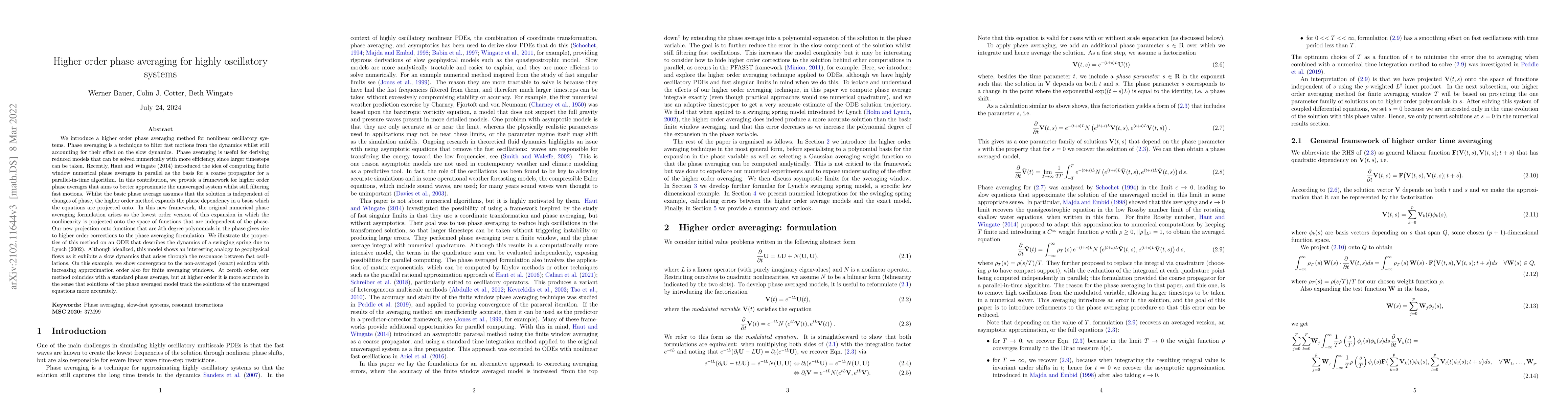 Thumbnail for Higher order phase averaging for highly oscillatory systems