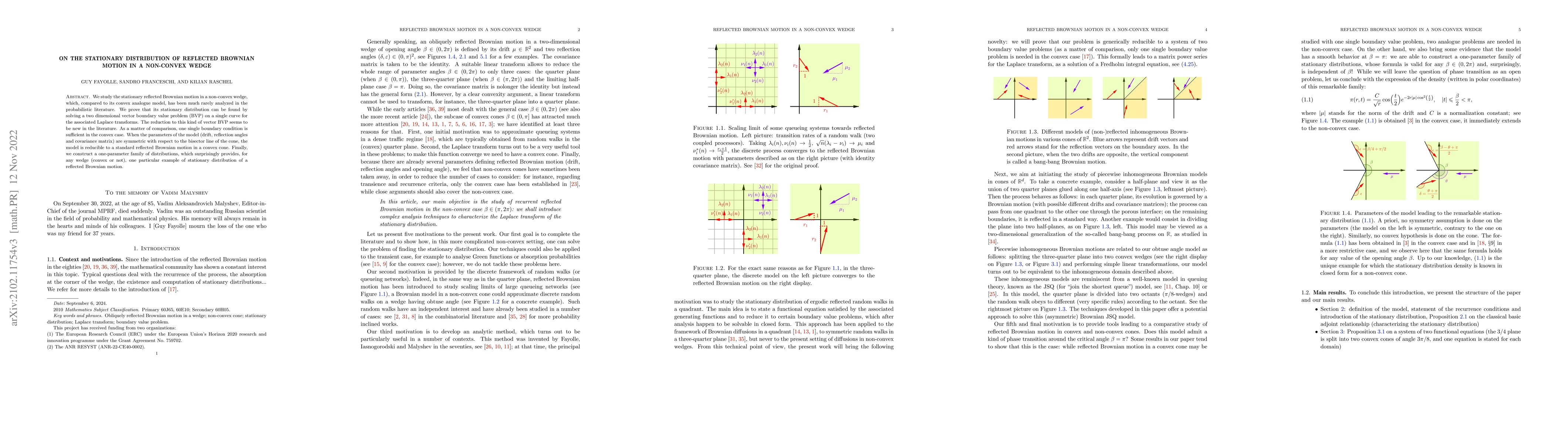 Thumbnail for On the stationary distribution of reflected Brownian motion in a
  non-convex wedge