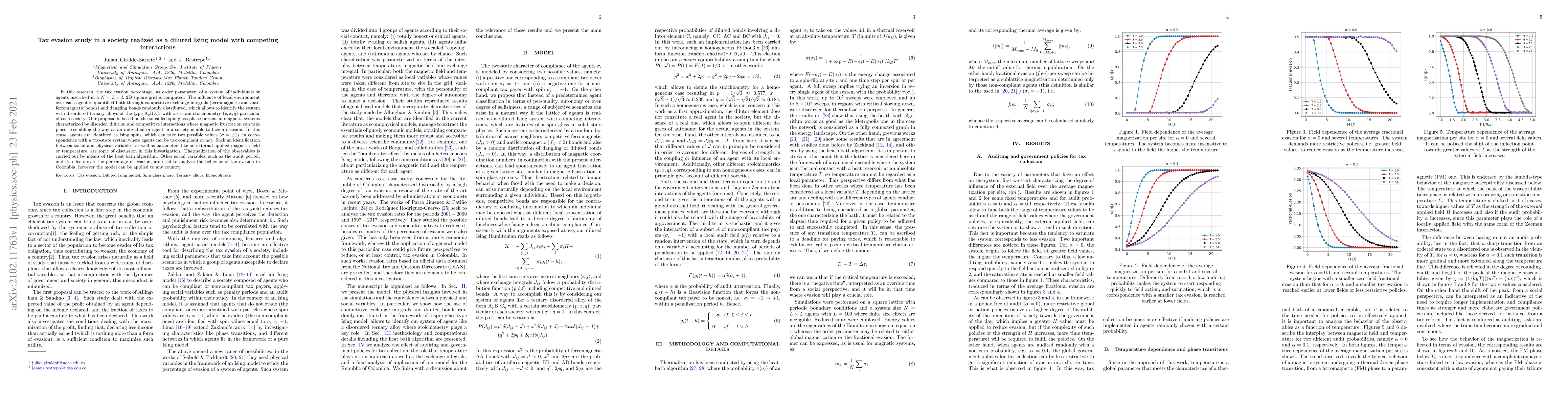 Thumbnail for Tax evasion study in a society realized as a diluted Ising model with
  competing interactions