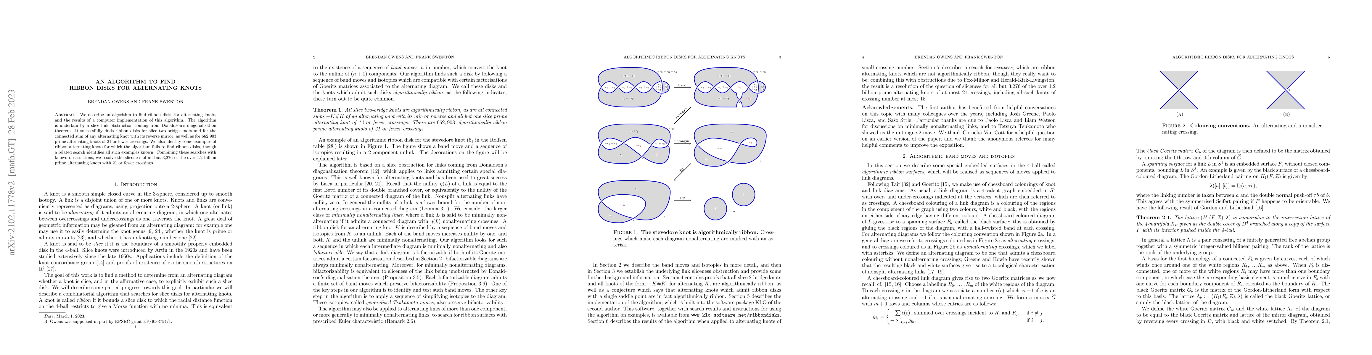 Thumbnail for An algorithm to find ribbon disks for alternating knots