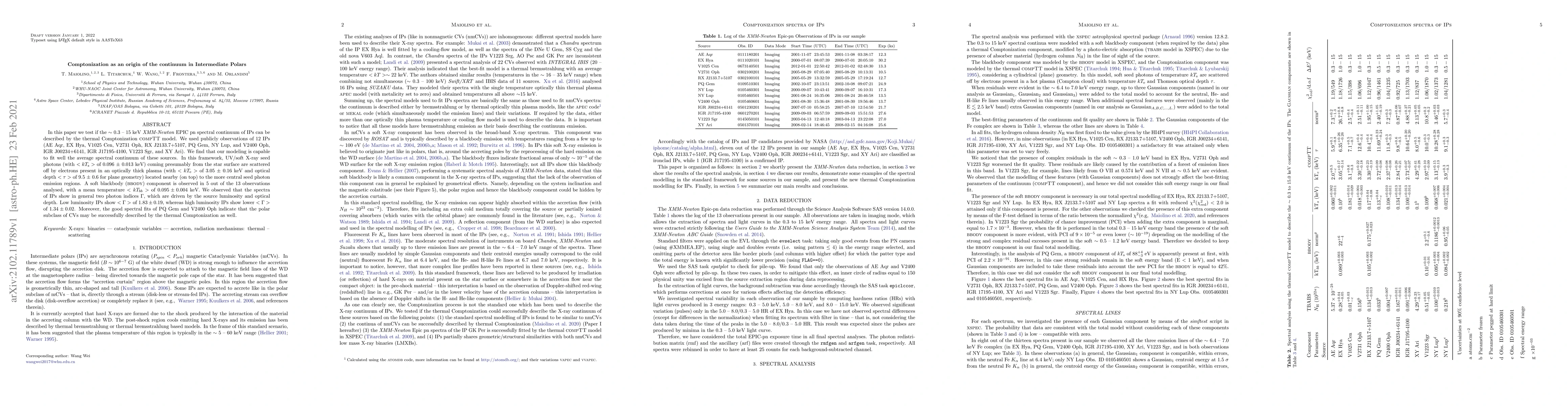 Thumbnail for Comptonization as an origin of the continuum in Intermediate Polars