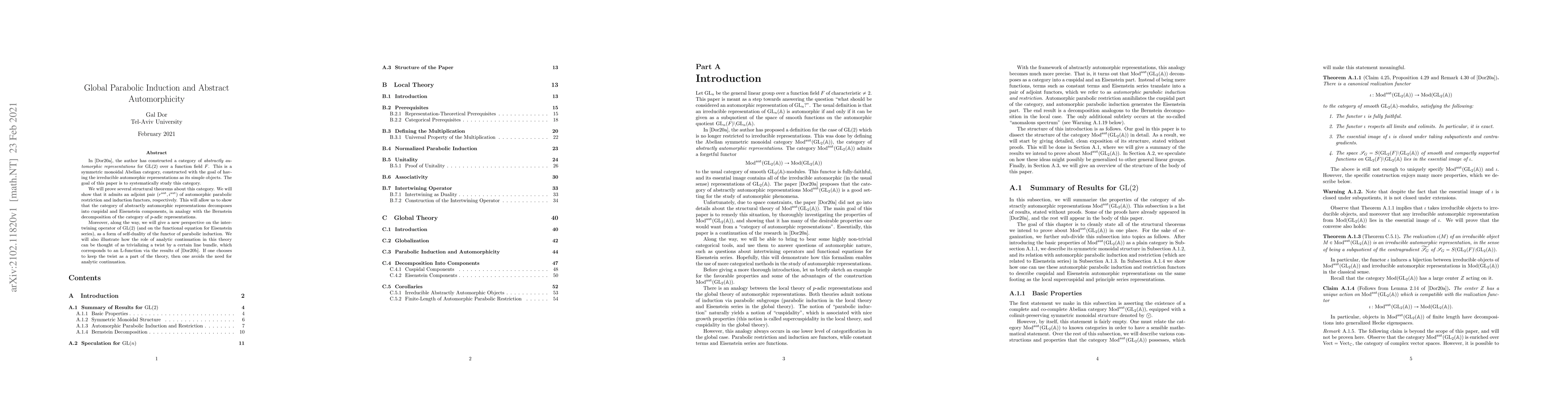 Thumbnail for Global Parabolic Induction and Abstract Automorphicity