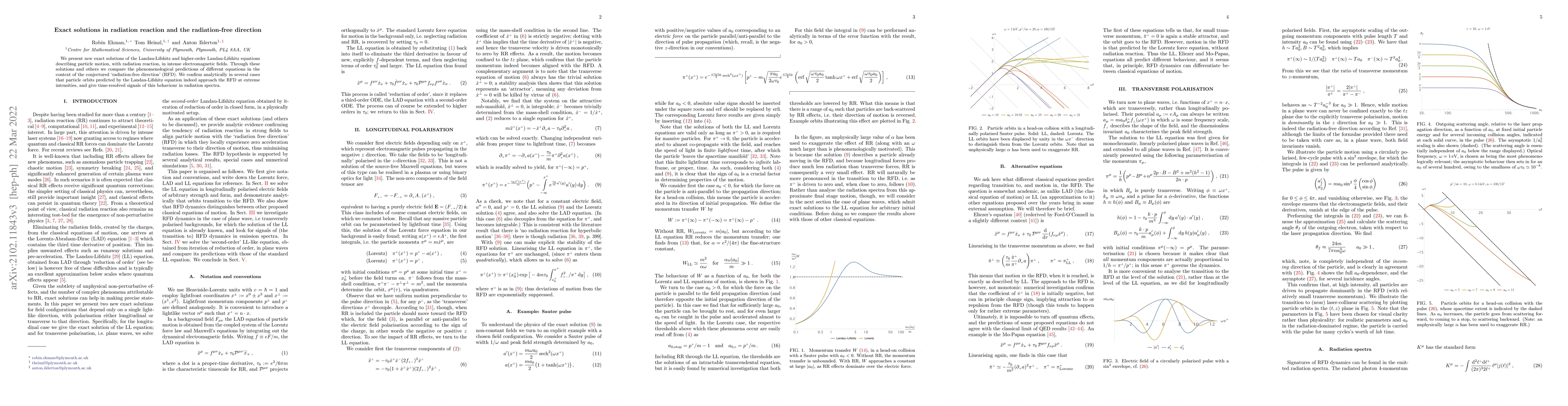 Thumbnail for Exact solutions in radiation reaction and the radiation-free direction