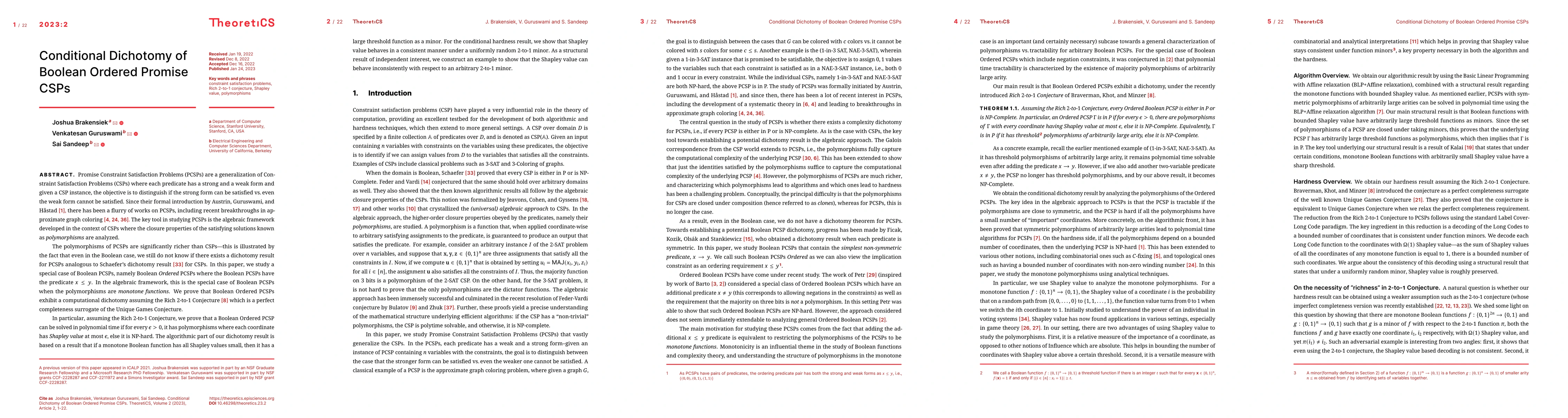 Thumbnail for Conditional Dichotomy of Boolean Ordered Promise CSPs