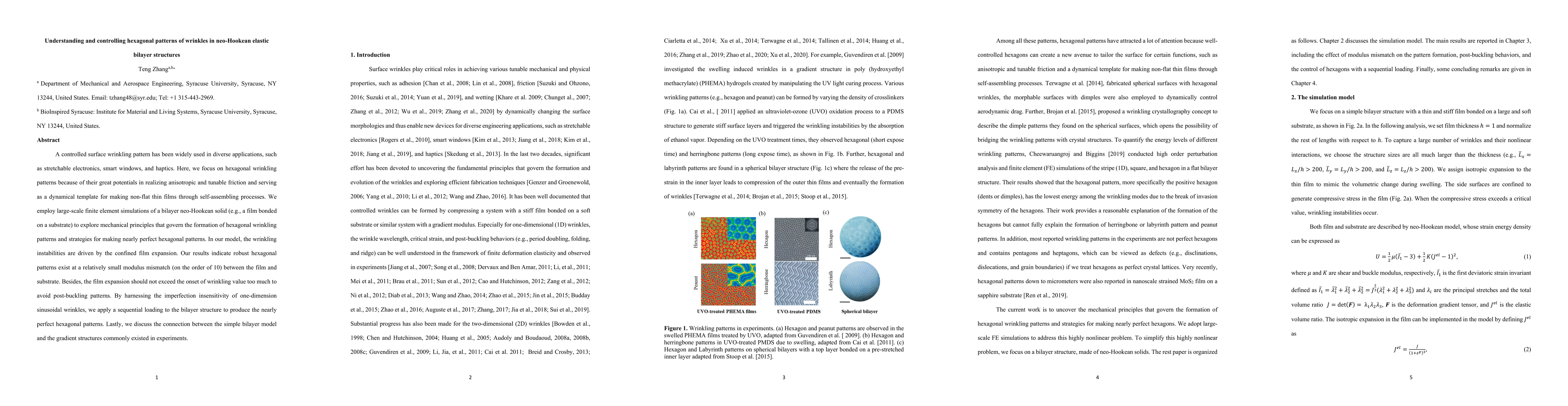 Thumbnail for Understanding and controlling hexagonal patterns of wrinkles in
  neo-Hookean elastic bilayer structures