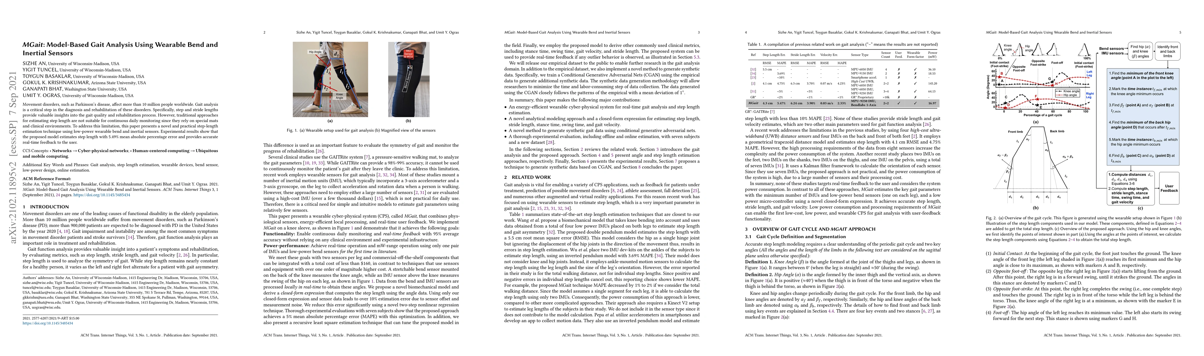 Thumbnail for MGait: Model-Based Gait Analysis Using Wearable Bend and Inertial
  Sensors