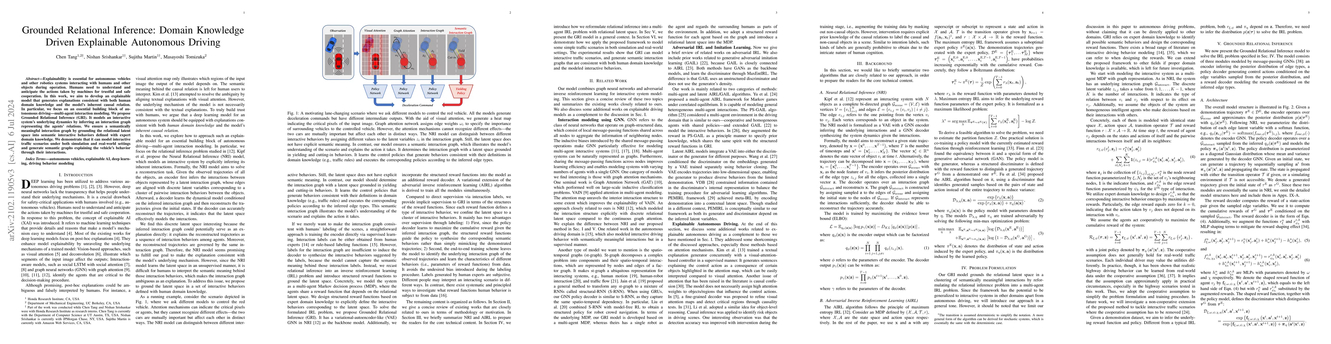 Thumbnail for Grounded Relational Inference: Domain Knowledge Driven Explainable
  Autonomous Driving