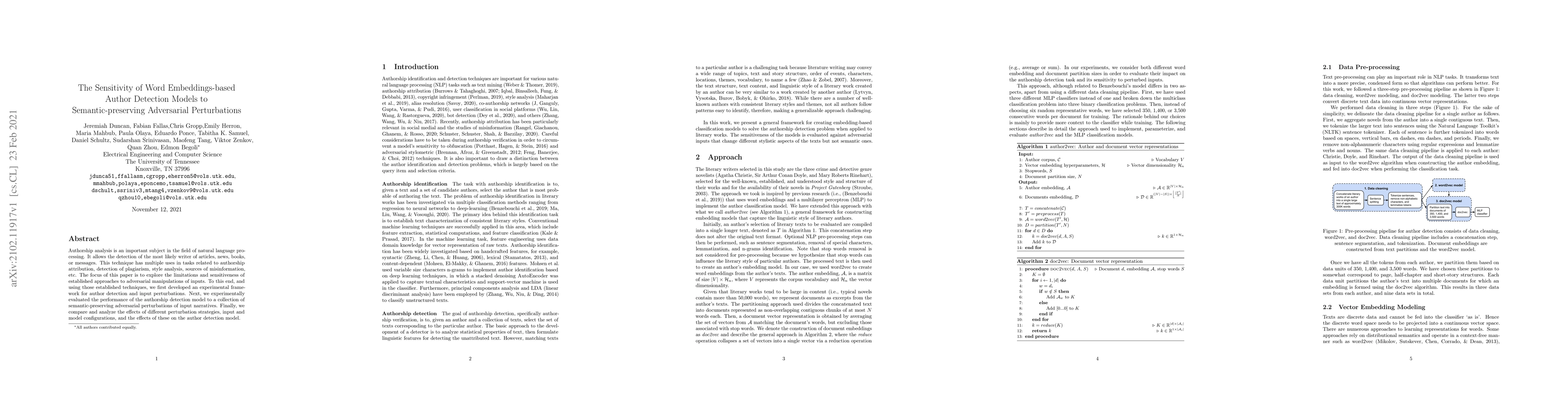 Thumbnail for The Sensitivity of Word Embeddings-based Author Detection Models to
  Semantic-preserving Adversarial Perturbations