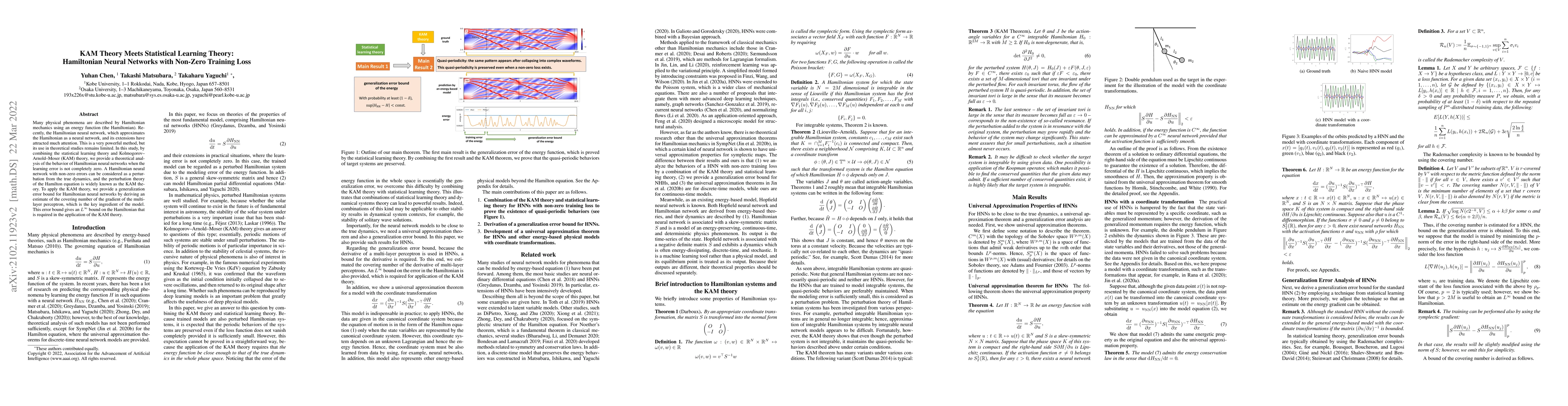 Thumbnail for KAM Theory Meets Statistical Learning Theory: Hamiltonian Neural
  Networks with Non-Zero Training Loss