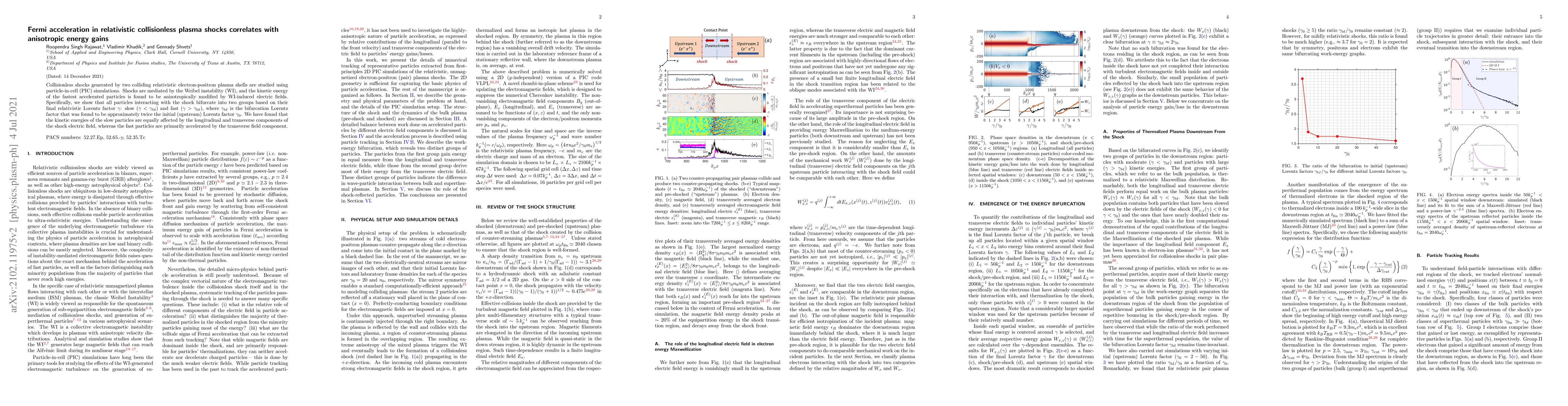 Thumbnail for Fermi acceleration in relativistic collisionless plasma shocks
  correlates with anisotropic energy gains