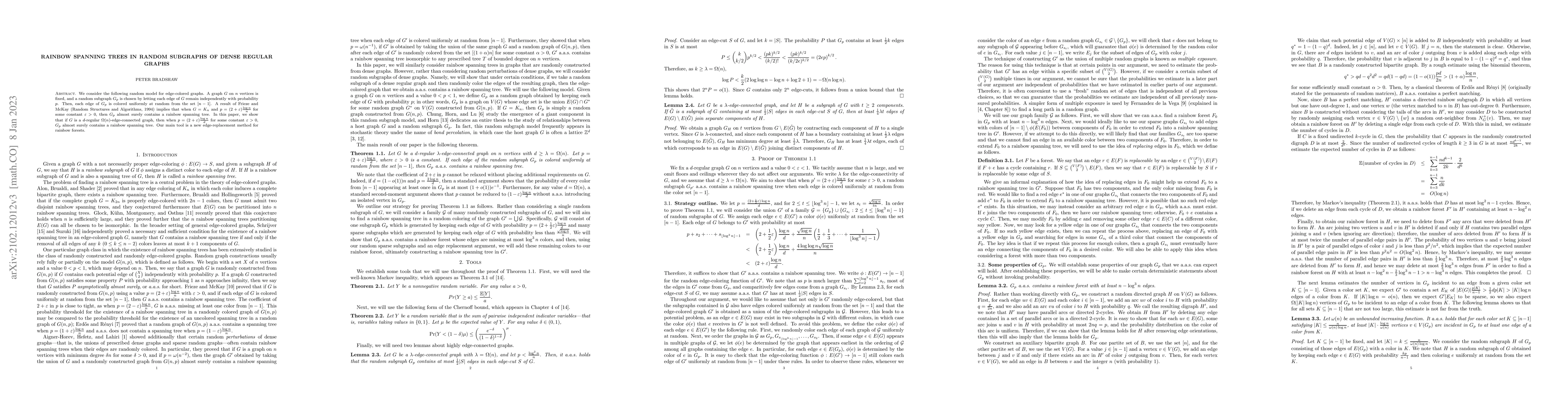 Thumbnail for Rainbow spanning trees in random subgraphs of dense regular graphs