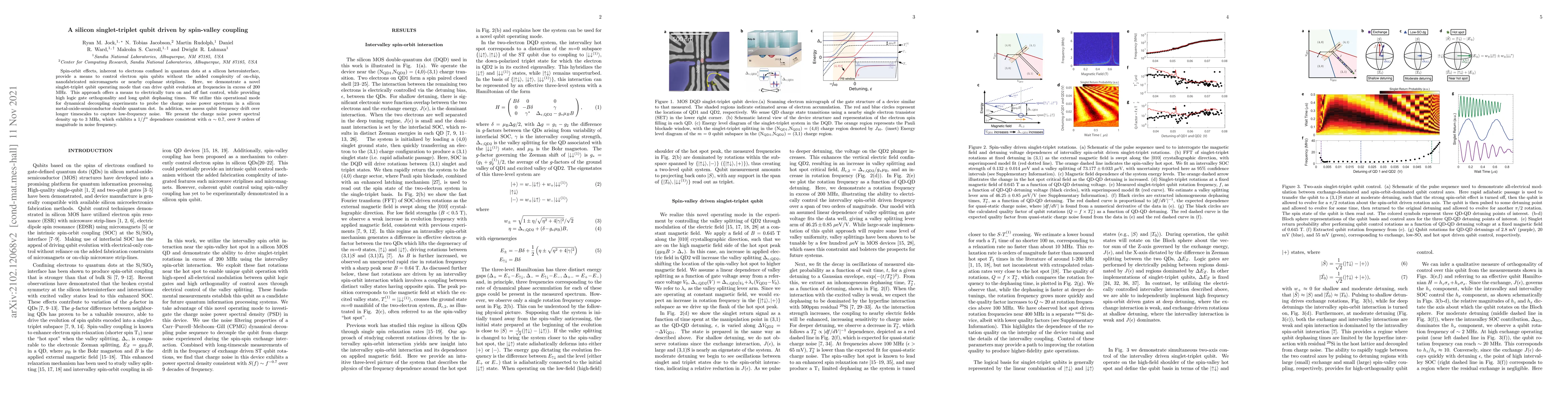 Thumbnail for A silicon singlet-triplet qubit driven by spin-valley coupling