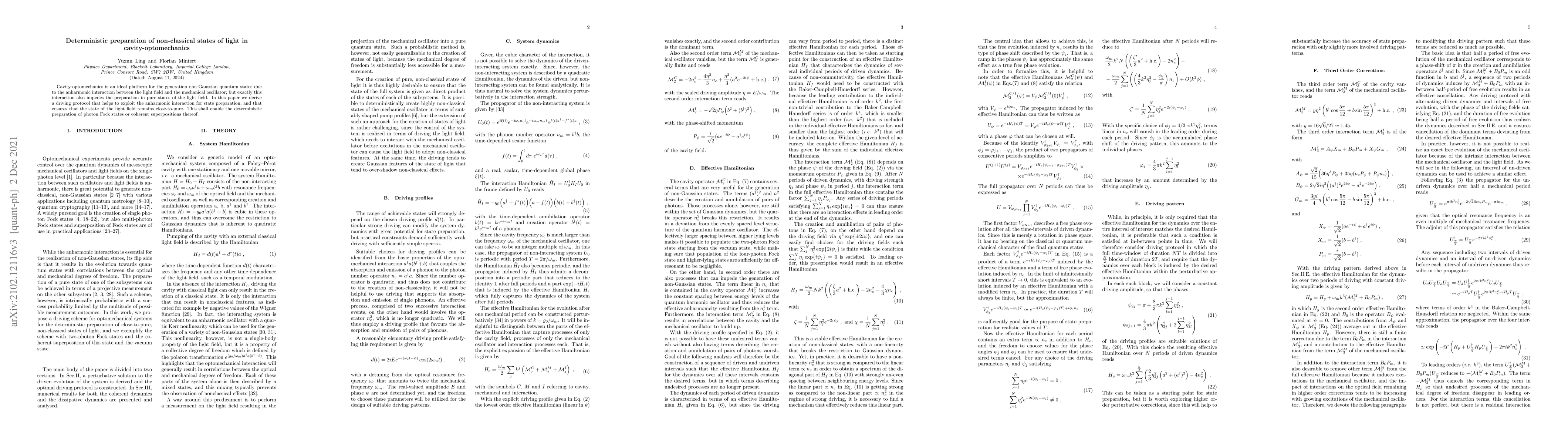 Thumbnail for Deterministic preparation of non-classical states of light in
  cavity-optomechanics