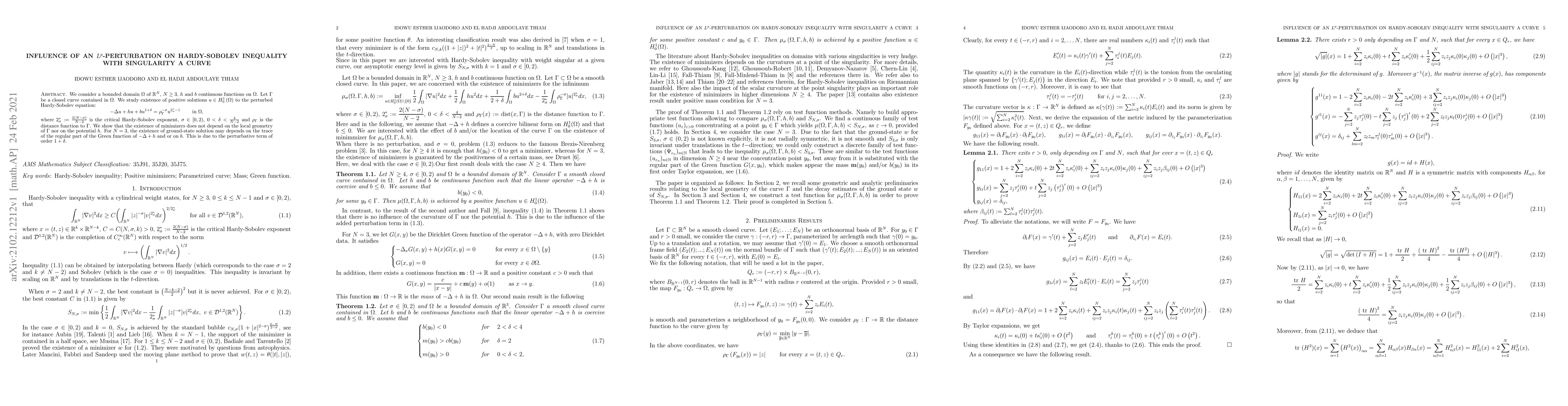 Thumbnail for Influence of an $L^p$-perturbation on Hardy-Sobolev inequality with
  singularity a curve
