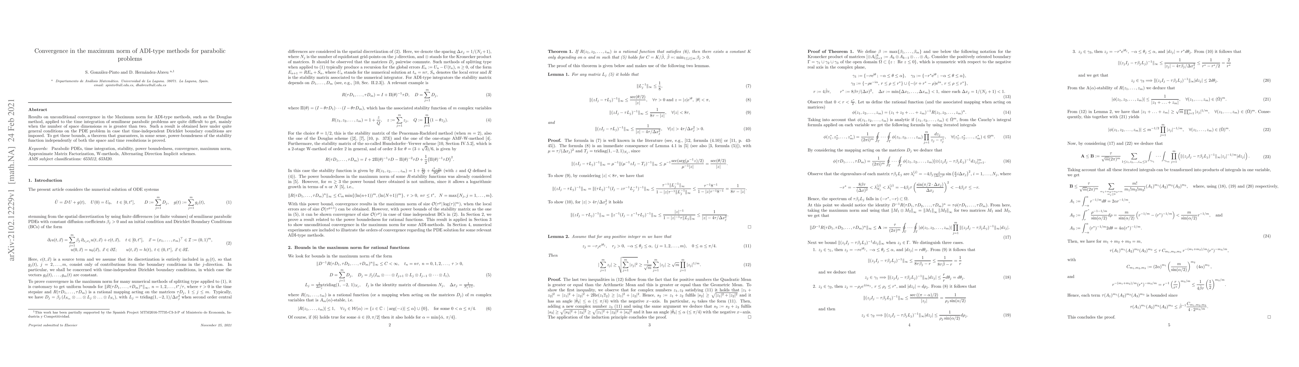 Thumbnail for Convergence in the maximum norm of ADI-type methods for parabolic
  problems