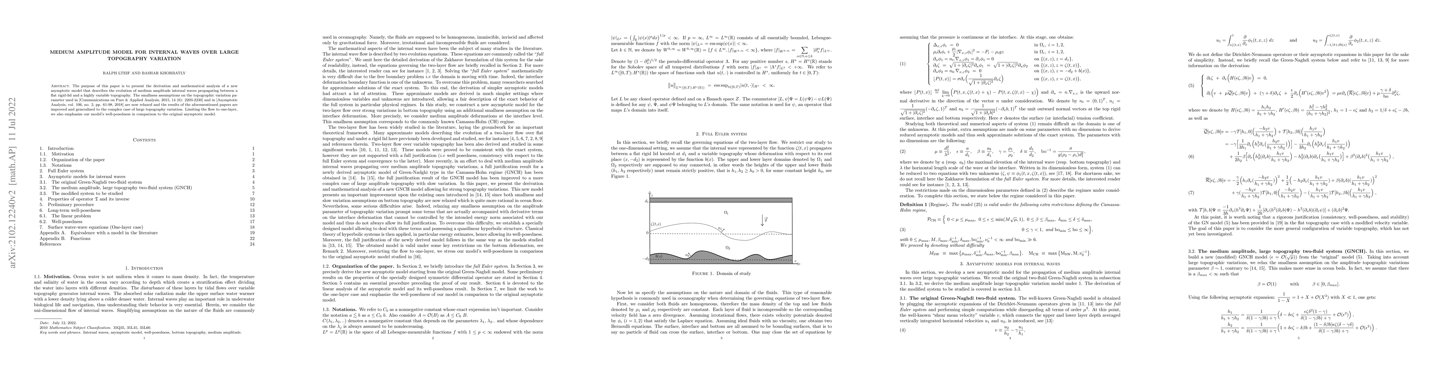 Thumbnail for Medium amplitude model for internal waves over large topography
  variation