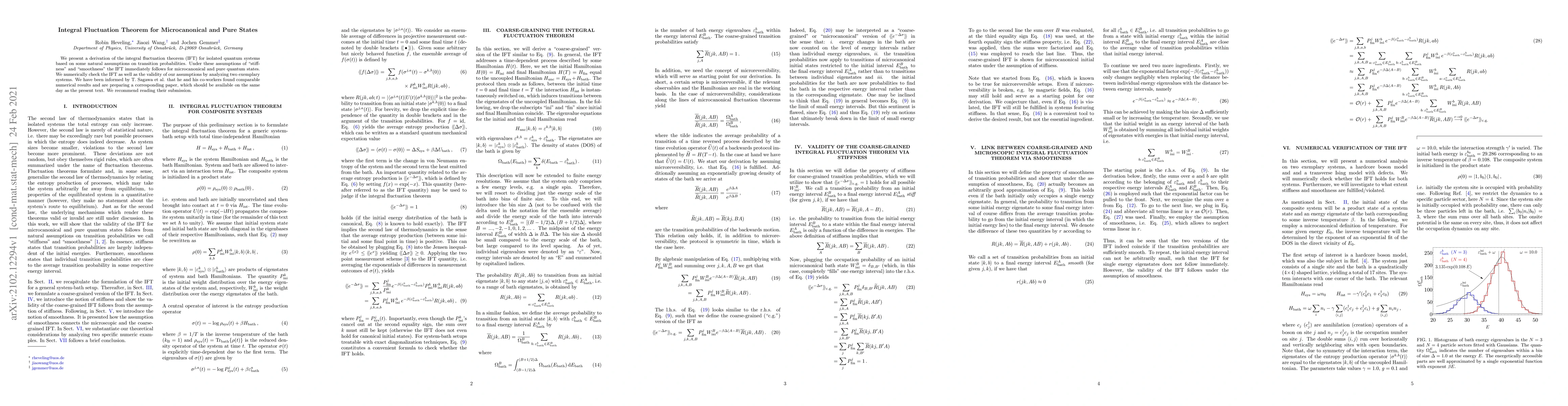 Thumbnail for Integral Fluctuation Theorem for Microcanonical and Pure States