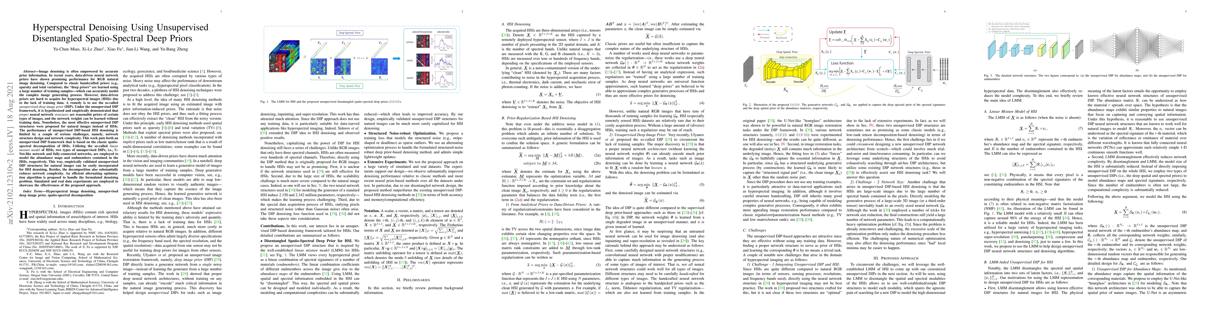 Thumbnail for Hyperspectral Denoising Using Unsupervised Disentangled Spatio-Spectral
  Deep Priors