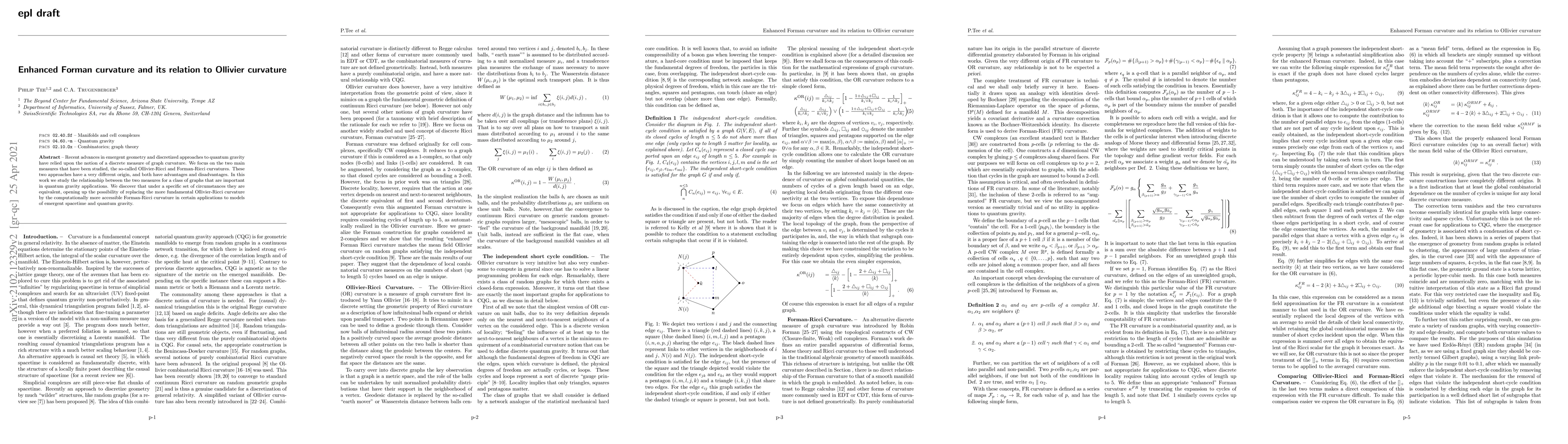 Thumbnail for Enhanced Forman curvature and its relation to Ollivier curvature