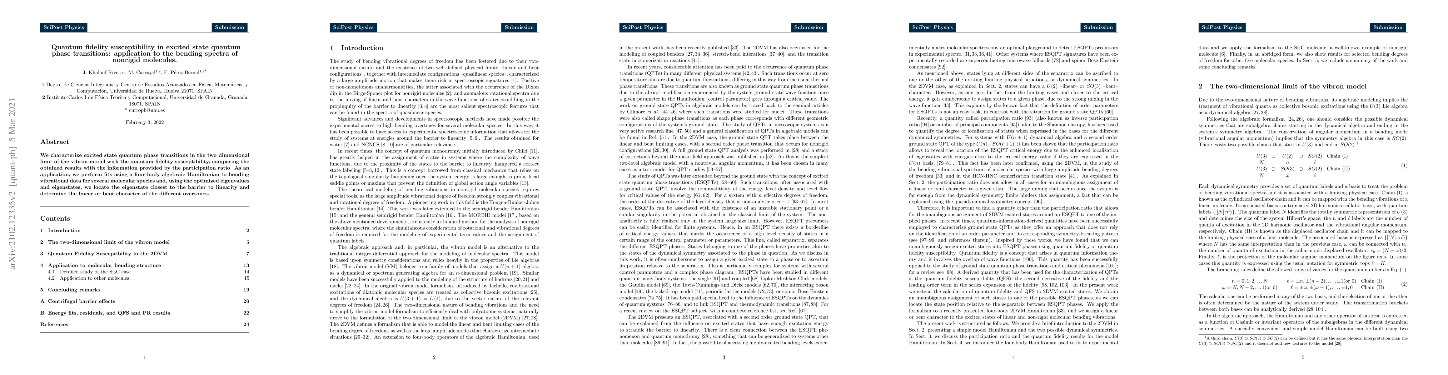 Thumbnail for Quantum fidelity susceptibility in excited state quantum phase
  transitions: application to the bending spectra of nonrigid molecules