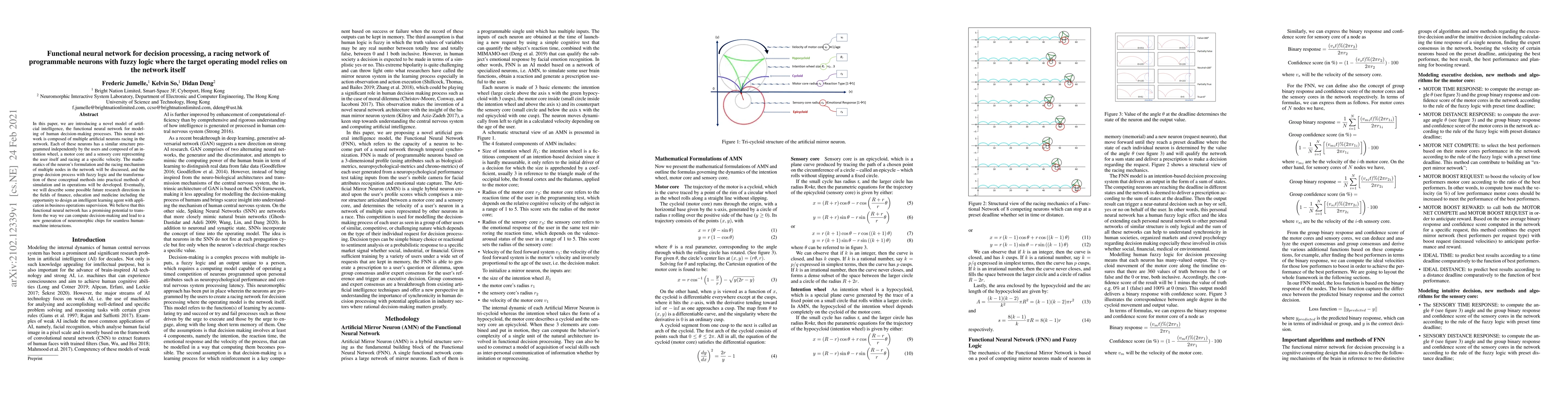 Thumbnail for Functional neural network for decision processing, a racing network of
  programmable neurons with fuzzy logic where the target operating model relies
  on the network itself
