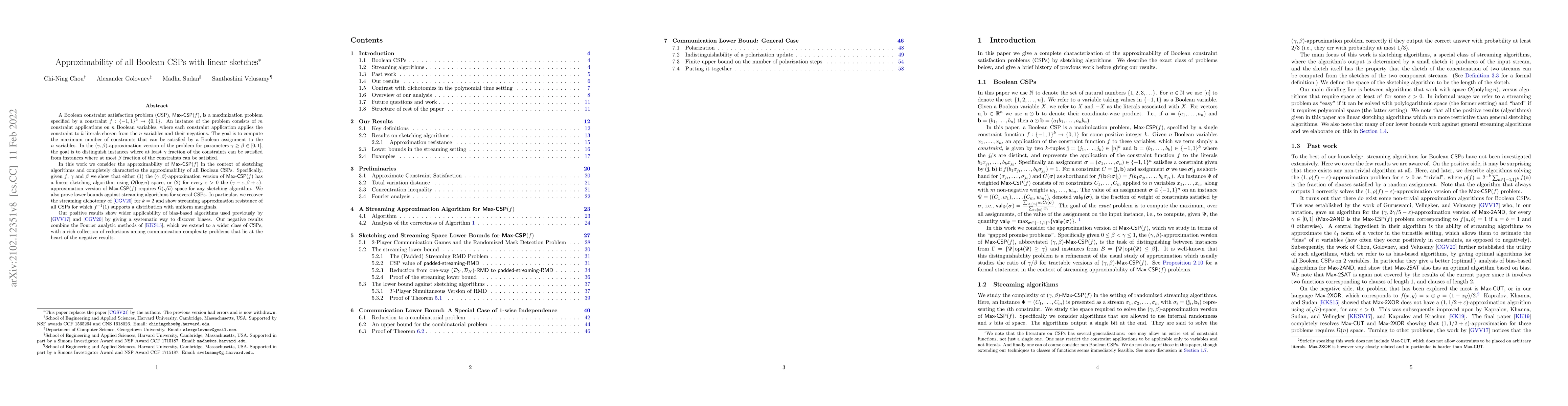 Thumbnail for Approximability of all Boolean CSPs with linear sketches