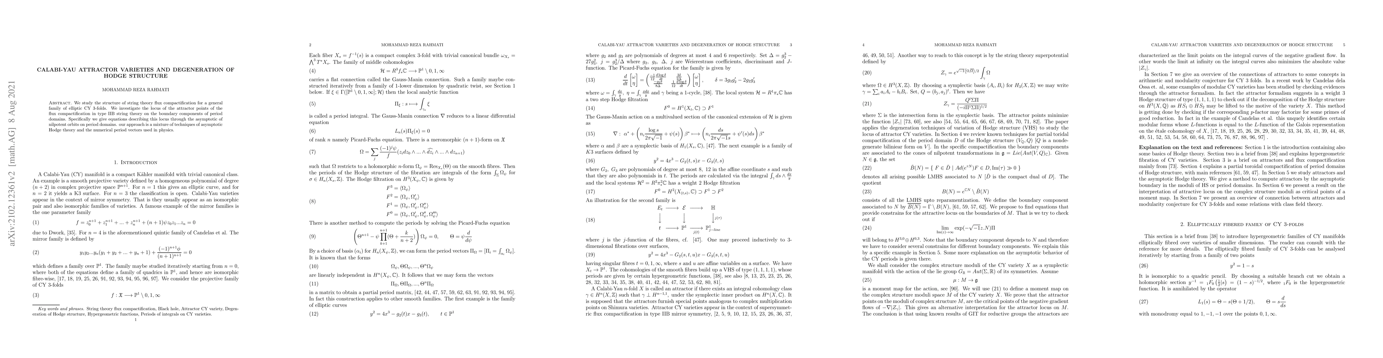 Thumbnail for Calabi-Yau attractor varieties and degeneration of Hodge structure